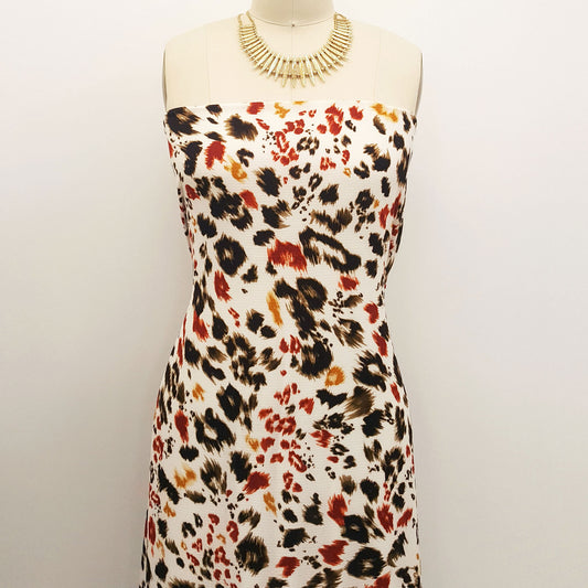 DP-863-586-OFFWHITE-BURNT-ORANGE - PRINTED CREPE CHIFFON 97% POLY 3% SPANDEX