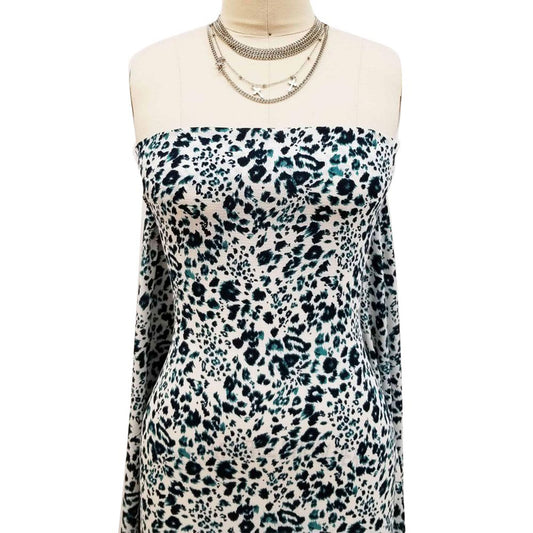 DP-907-586-OFFWHITE-PEACOCK - PRINTED CREPE CHIFFON 97% POLY 3% SPANDEX