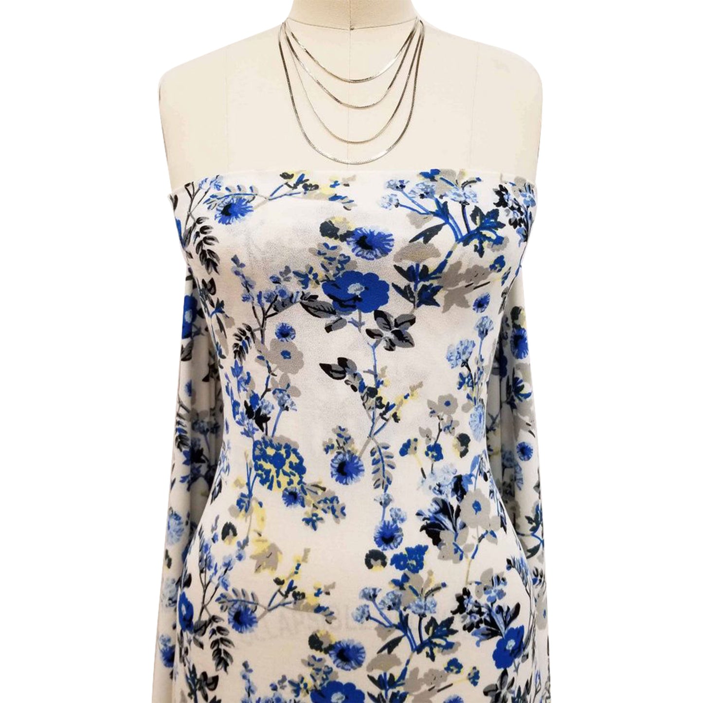 DP-92-703-OFFWHITE-BLUE - PRINTED TWIST CREPE 92% POLY 8% SPANDEX