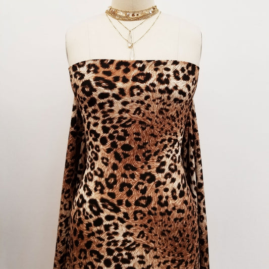 DP-953-586-GOLDEN-BROWN-BLACK - PRINTED CREPE CHIFFON 97% POLY 3% SPANDEX