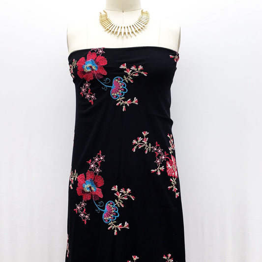 EB-414-MESH-BLACK-PINK - EMB MESH 100% NYLON, YARN 100% POLY