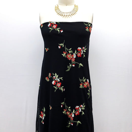 EB-416-MESH-BLACK-RED - EMB MESH 100% NYLON, YARN 100% POLY