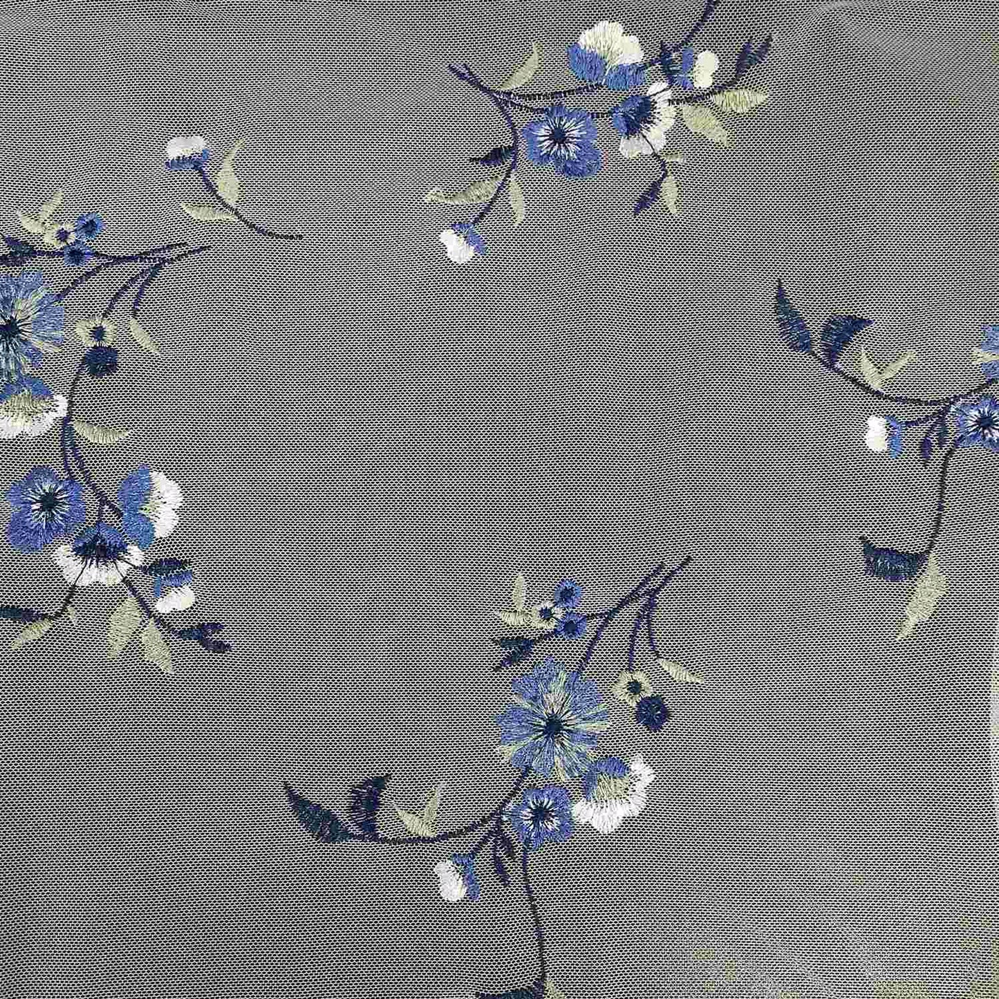 EB-416-MESH-IVORY-DENIM - EMB MESH 100% NYLON, YARN 100% POLY