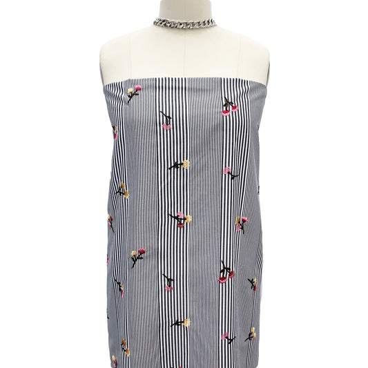 EB-422-306STP-T-BLACK-APRICOT - STP VOILE 95% POLY 5% COTTON; EMB YARD 100% POLY