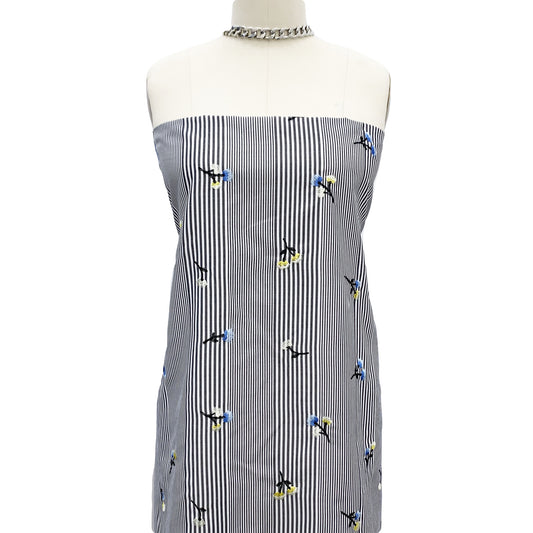 EB-422-306STP-T-BLACK-BLUE - STP VOILE 95% POLY 5% COTTON; EMB YARD 100% POLY