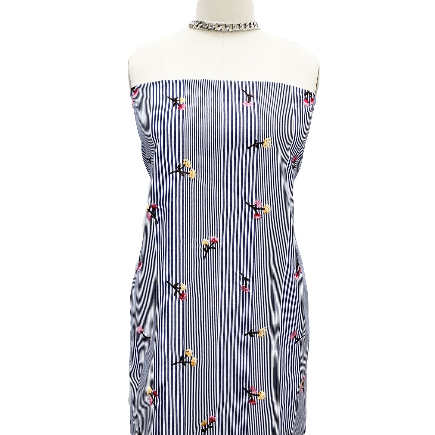 EB-422-306STP-T-DENIM-APRICOT - STP VOILE 95% POLY 5% COTTON; EMB YARD 100% POLY