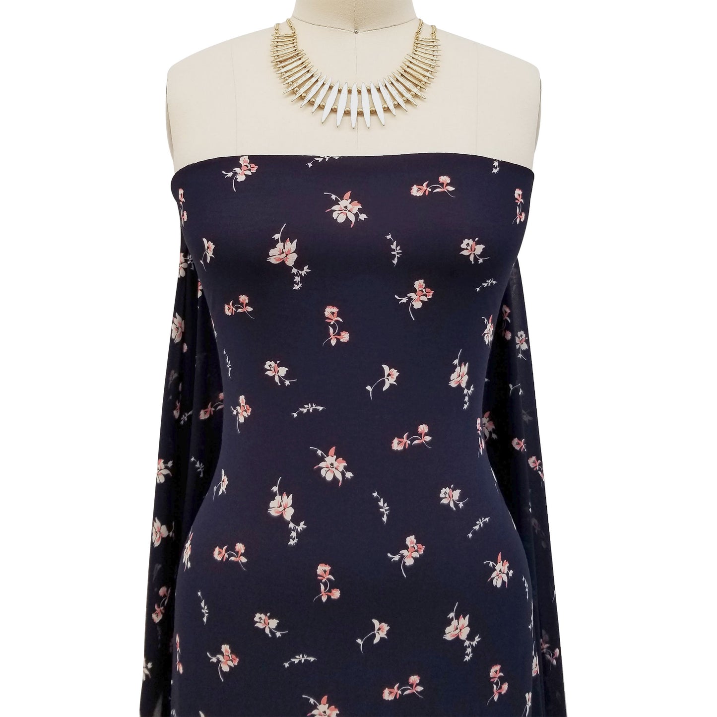 P-10008-502-NAVY-CORAL - PRINTED 100% POLY CHELSEA CHIFFON