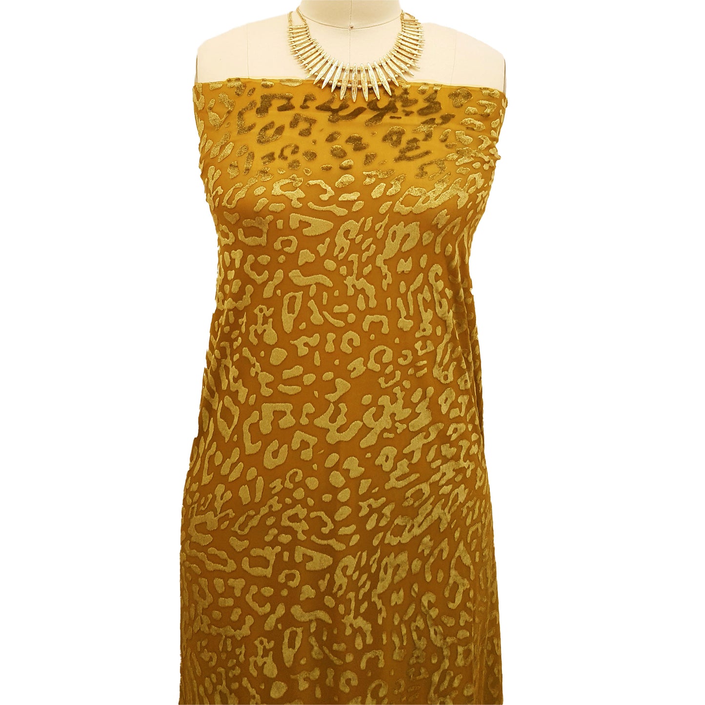 P-10085-VELVET-MUSTARD - PRINTED BURNT-OUT VELVET 68% POLY 24% NYLN 8% SPANDEX
