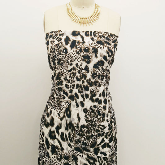 P-1011-504-OFFWHITE-COFFEE - PRINTED WOOL DOBBY 100% POLYESTER