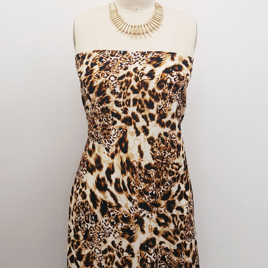 P-1011-504-OFFWHITE-GOLDEN-BROWN - PRINTED WOOL DOBBY 100% POLYESTER