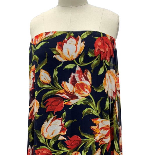 P-1018-501-NAVY-RED - PRINTED 100% POLYESTER HI MULTI CHIFFON WASH