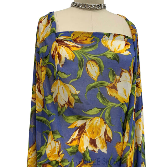 P-1018-501-WEDGEWOOD-MARIGOLD - PRINTED 100% POLYESTER HI MULTI CHIFFON WASH