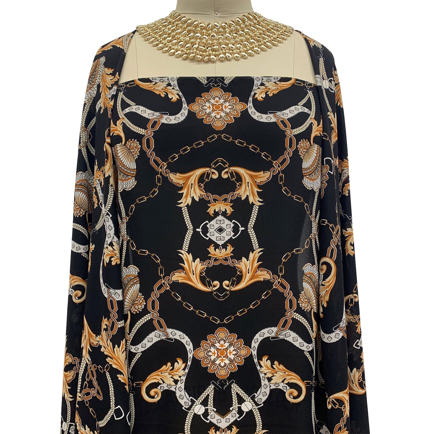 P-1019-504-BLACK-TOAST - PRINTED WOOL DOBBY 100% POLYESTER