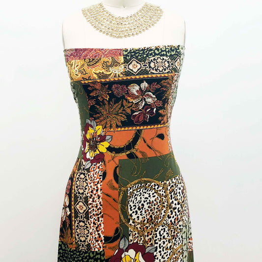 P-1022-450-OLIVE-BLACK-BURGUNDY - PRINTED ITY 96% POLY 4% SPANDEX