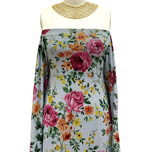 P-1030-756-HC-HEATHERGREY-LIPSTICK - PRINTED HACCI BRUSHED 97% POLY 3% SPANDEX