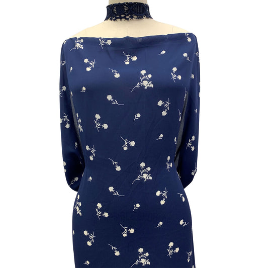 P-1045-504-NAVY-OFFWHITE - PRINTED WOOL DOBBY 100% POLYESTER