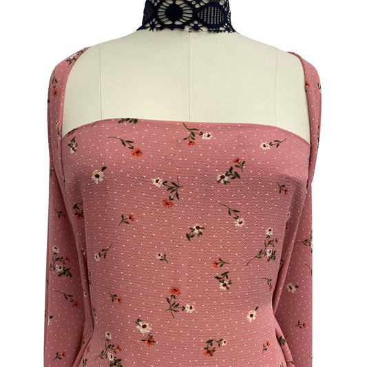 P-1057-586-MAUVE-CORAL - PRINTED CREPE CHIFFON 97% POLY 3% SPANDEX