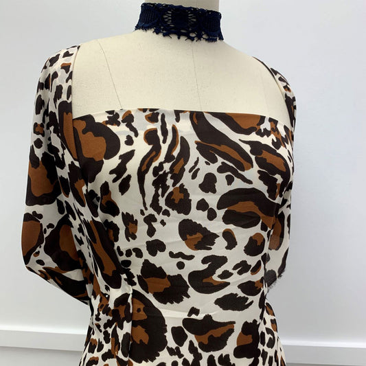 P-1073-504-ALMOND-CARAMEL - PRINTED WOOL DOBBY 100% POLYESTER