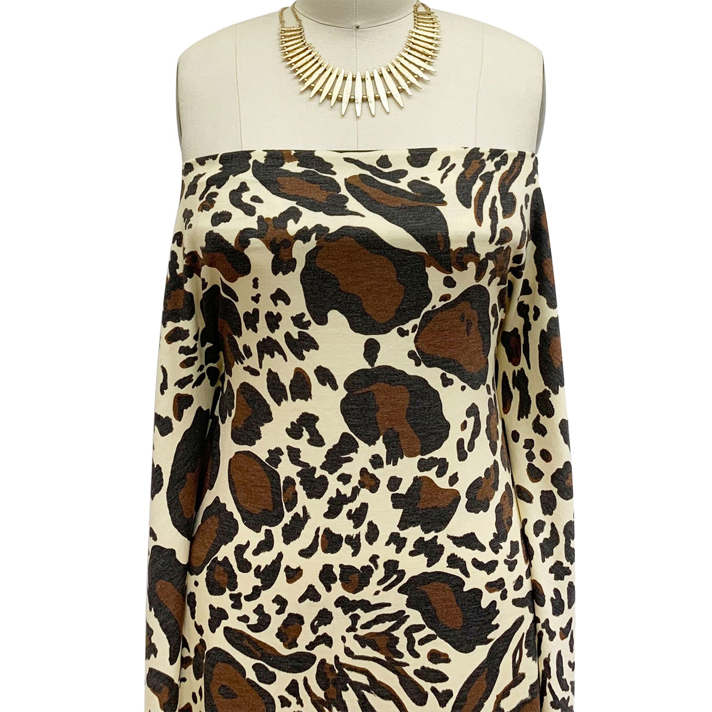 P-1073-506-ALMOND-CARAMEL - PRINTED FRENCH TERRY 63%POLY 33%RAYON 4% SPANDEX