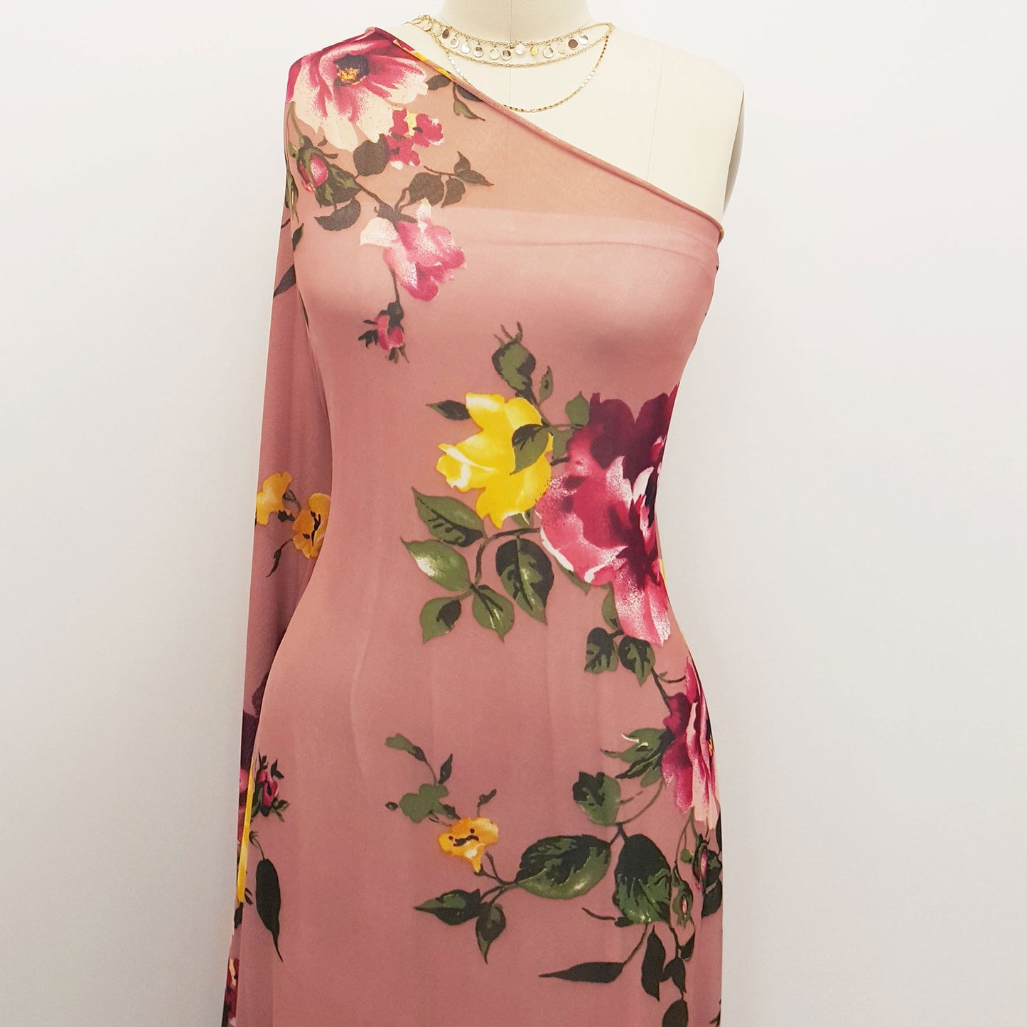 P-110-453-ROSE-GOLD-GUAVA - PRINTED POLY POWER MESH 92%POLY 8%SPANDEX