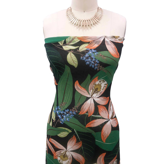 P-1108-501-BLACK-MAPLE-SUGAR - PRINTED 100% POLYESTER HI MULTI CHIFFON WASH