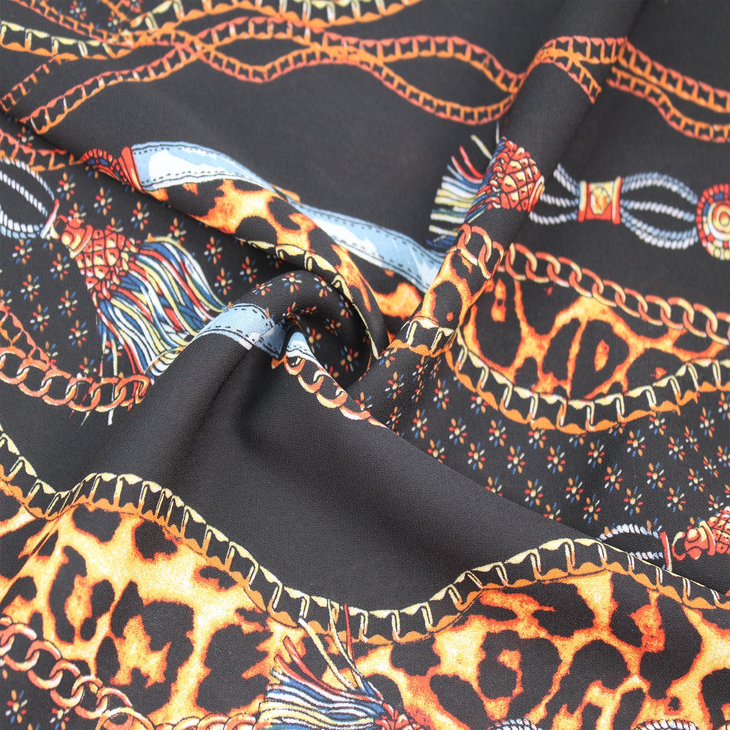 P-1118-504-BLACK-RUST - PRINTED WOOL DOBBY 100% POLYESTER