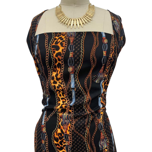 P-1118-504-BLACK-RUST - PRINTED WOOL DOBBY 100% POLYESTER