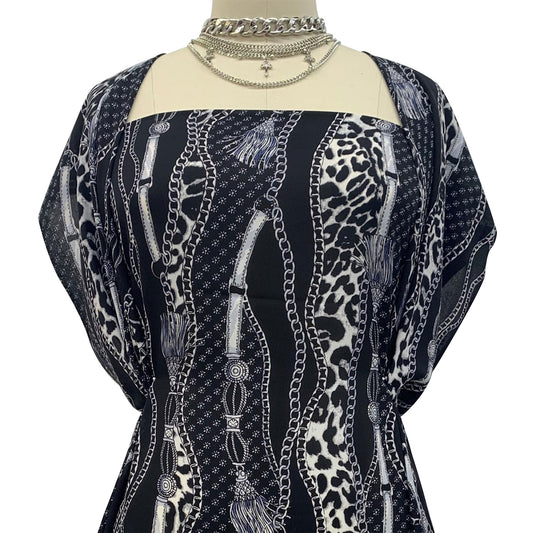 P-1118-504-BLACK-SILVER - PRINTED WOOL DOBBY 100% POLYESTER