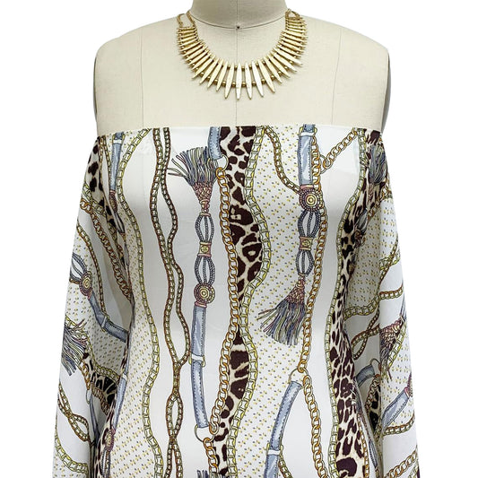 P-1118-504-OFFWHITE-GOLD - PRINTED WOOL DOBBY 100% POLYESTER