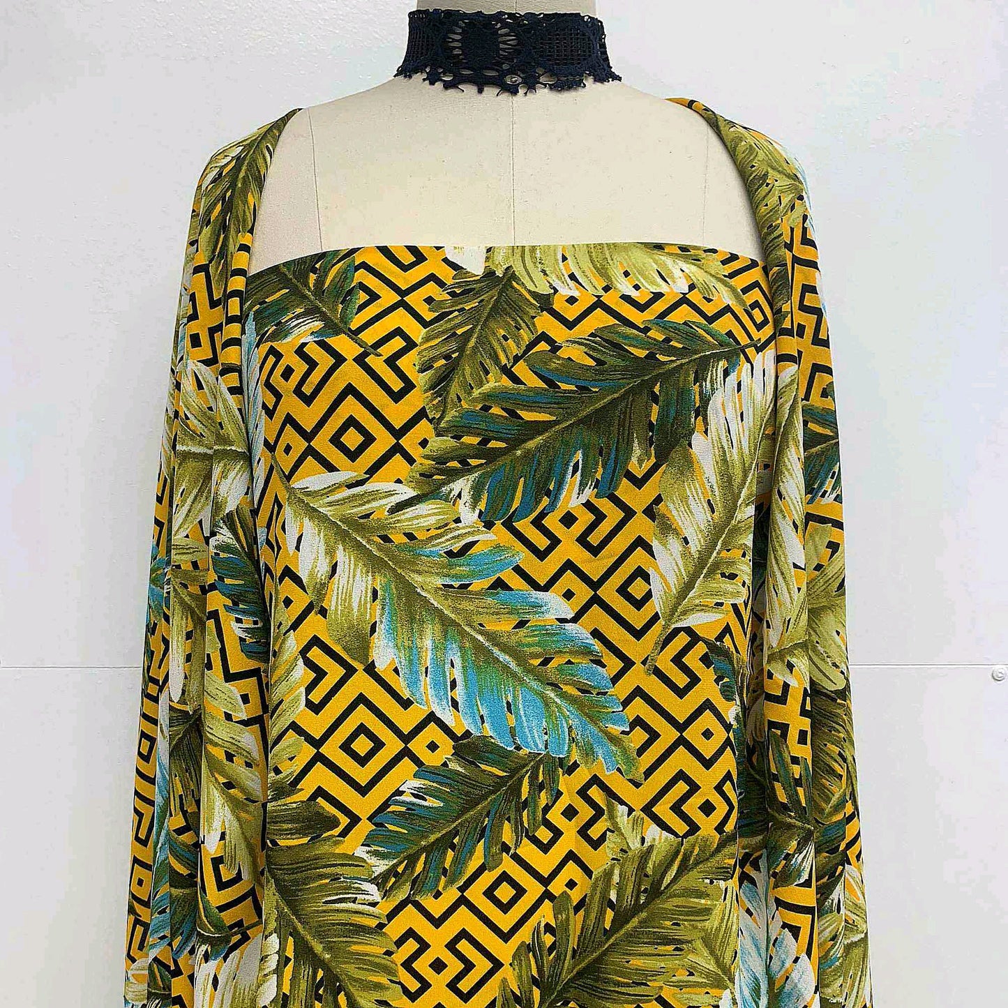 P-1122-504-SUNNY-GOLD-GREEN - PRINTED WOOL DOBBY 100% POLYESTER