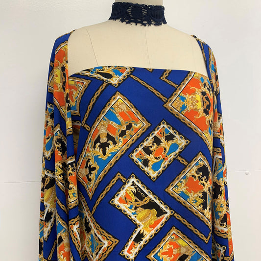 P-1126-504-ROYAL-GOLD - PRINTED WOOL DOBBY 100% POLYESTER