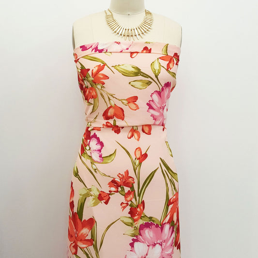 P-1140-504-PEACH-PINK - PRINTED WOOL DOBBY 100% POLYESTER