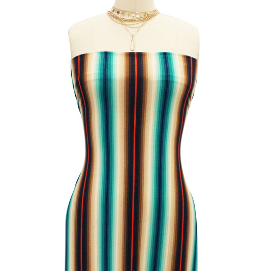 P-1175-668-BROWN-TURQUOISE-FLAME - PRINTED DTY 92% POLY 8% SPANDEX DTY DOUBLE SIDED BRUSH