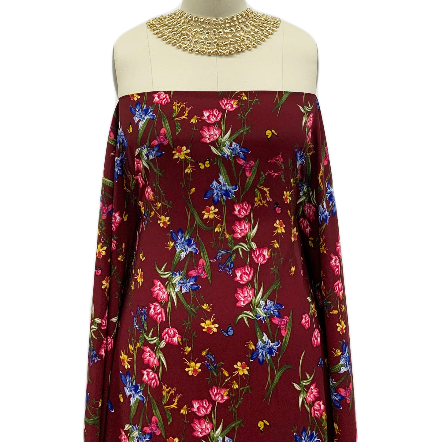 P-1200-754-BURGUNDY-LIPSTICK-PINK - PRINTED POLY MOROCCAN 100% POLY