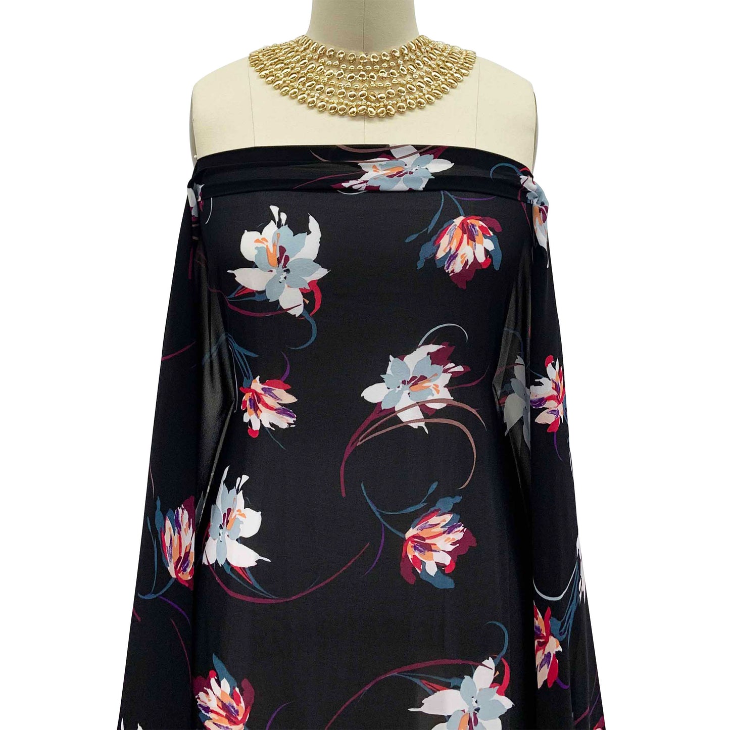 P-124-B-502-BLACK-OPAL-BLUE - PRINTED 100% POLY CHELSEA CHIFFON