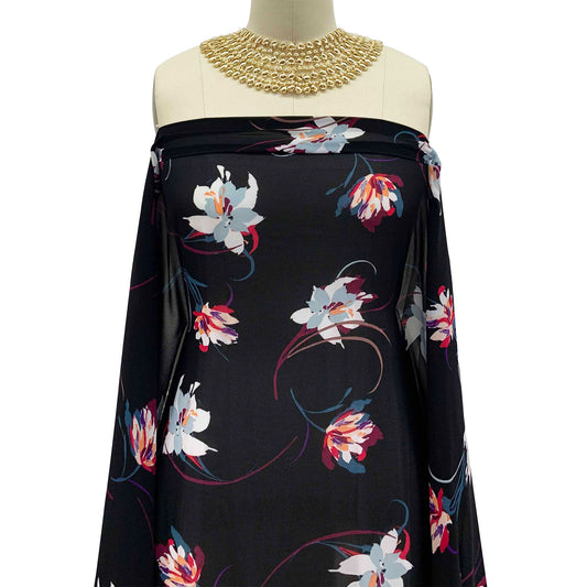 P-124-B-502-BLACK-OPAL-BLUE - PRINTED 100% POLY CHELSEA CHIFFON