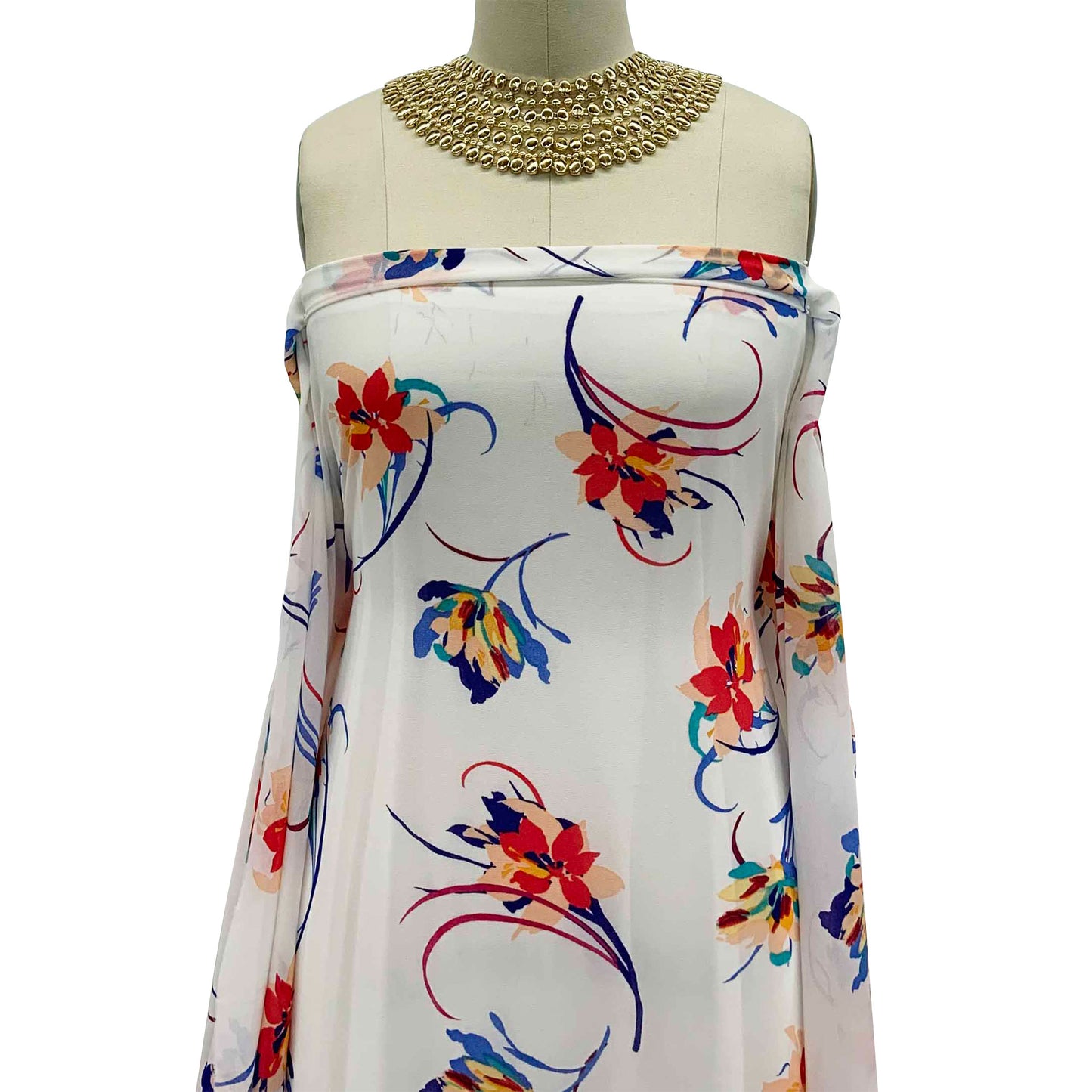 P-124-B-502-OFFWHITE-RASBERRY - PRINTED 100% POLY CHELSEA CHIFFON