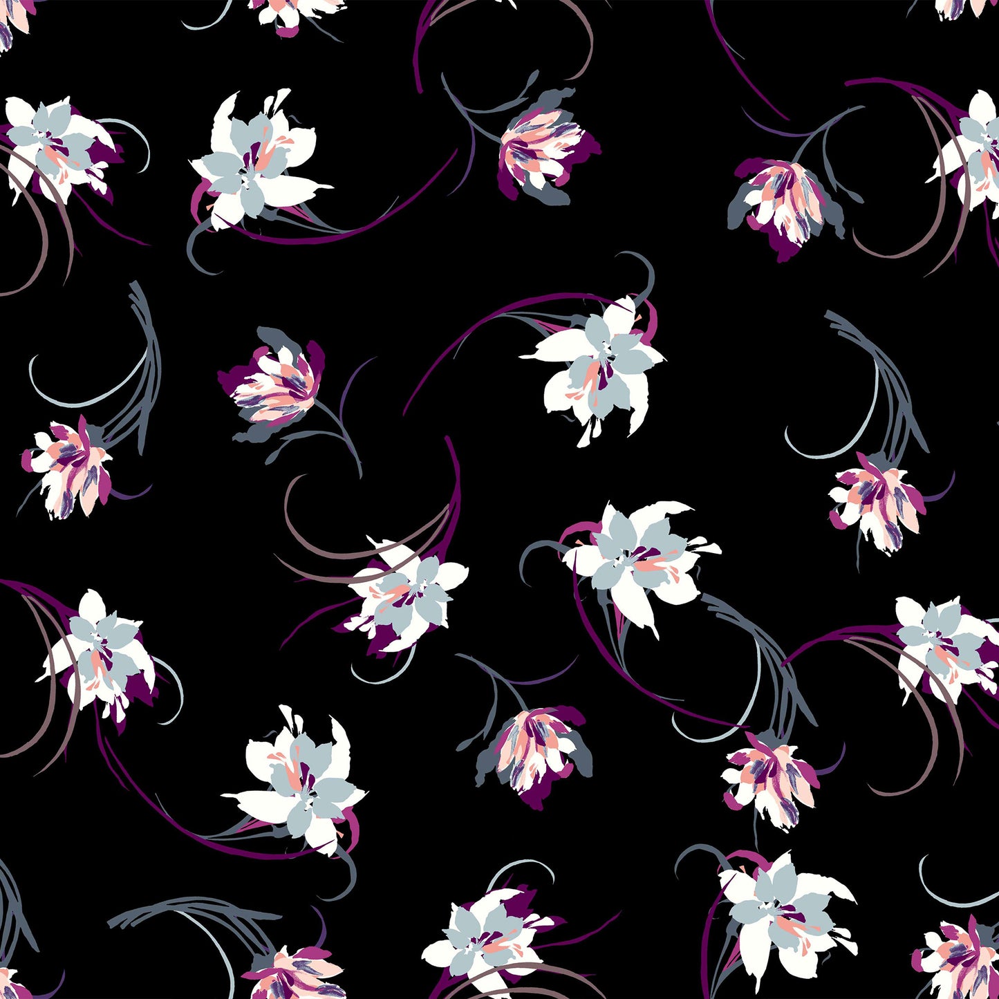 P-124-B-504-BLACK-OPAL-BLUE - PRINTED WOOL DOBBY 100% POLYESTER