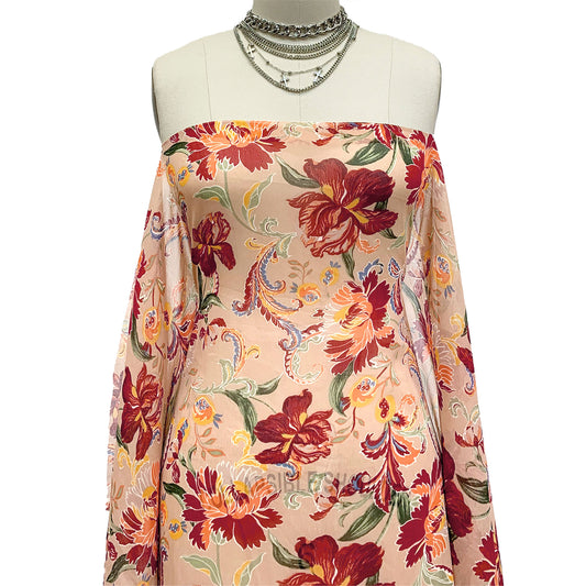 P-1269-501-CAMEL-EARTH-RED-ORANGE - PRINTED 100% POLYESTER HI MULTI CHIFFON WASH