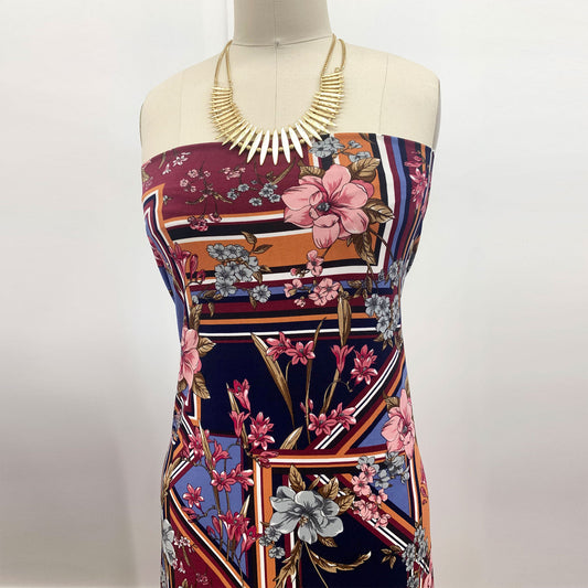 P-1275-450-NAVY-DENIM-MAUVE - PRINTED ITY 96% POLY 4% SPANDEX