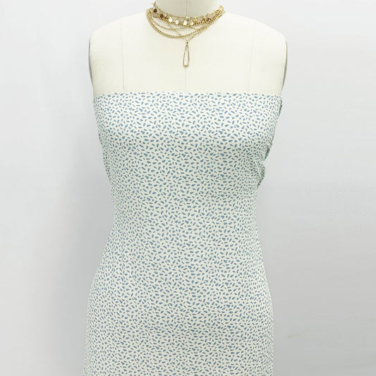 P-1315-754-IVORY-BLUE - PRINTED POLY MOROCCAN 100% POLY