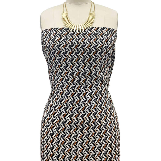 P-1332-504-OFF-WHITE-BLACK-CARAMEL - PRINTED WOOL DOBBY 100% POLYESTER