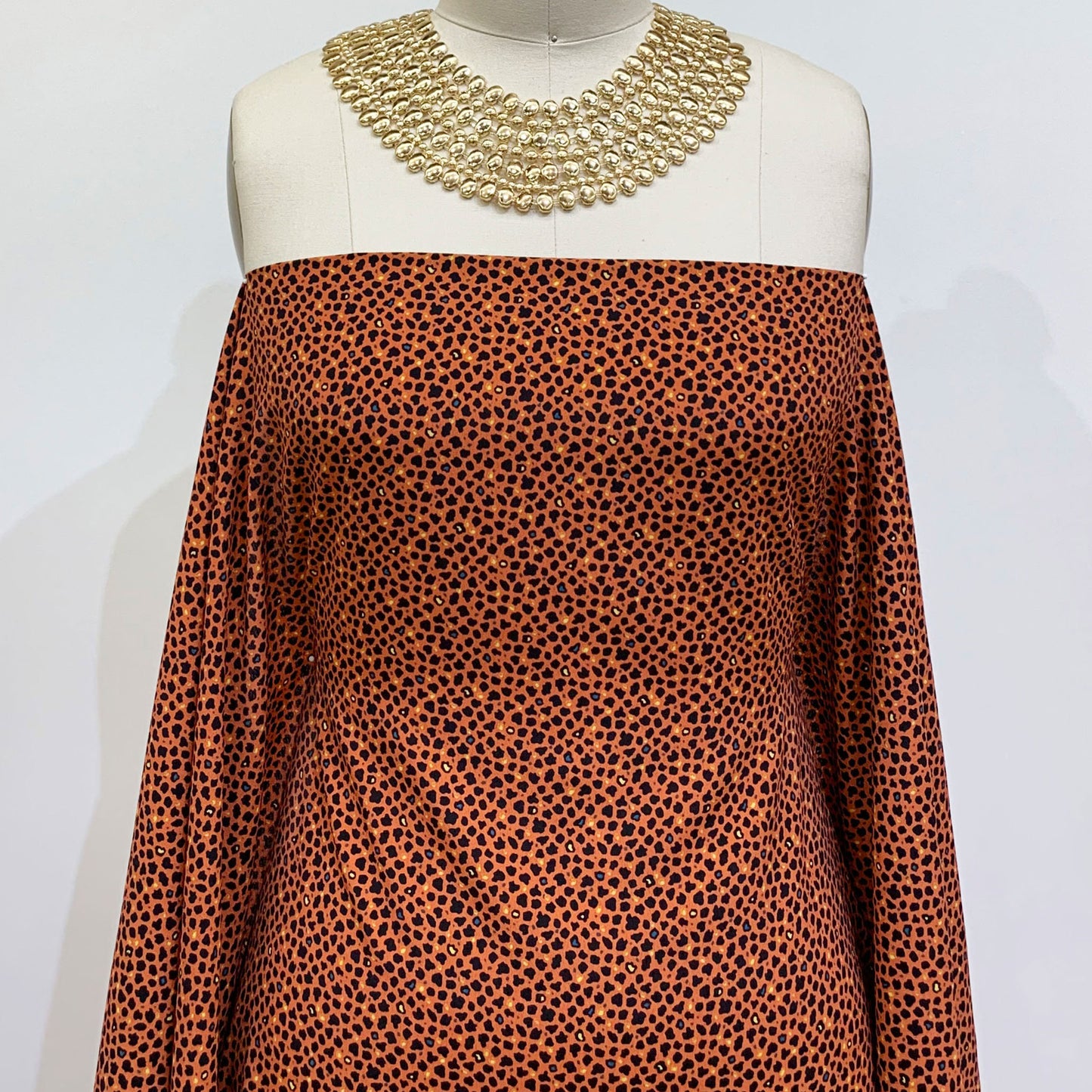 P-1337-754-BURNT-ORANGE-BLACK - PRINTED POLY MOROCCAN 100% POLY