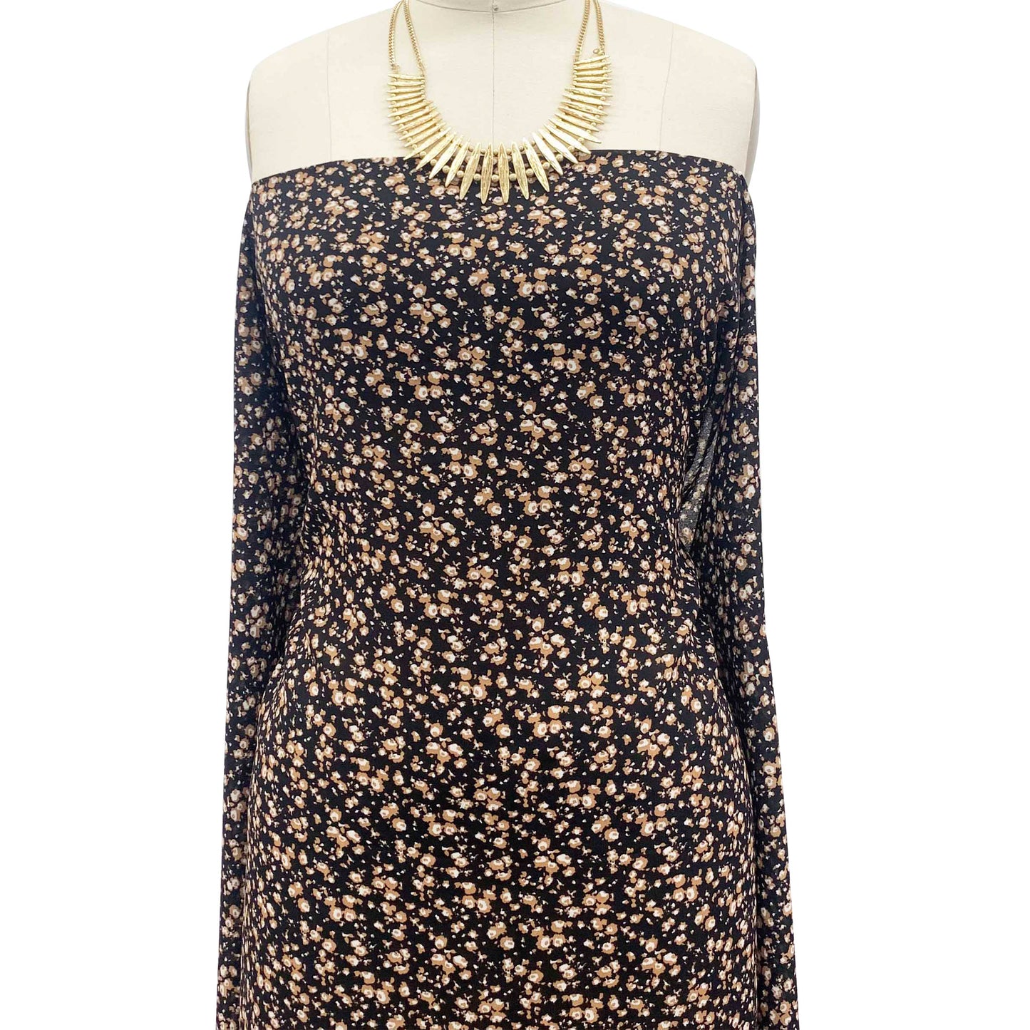 P-1339-504-BLACK-MOCHA - PRINTED WOOL DOBBY 100% POLYESTER