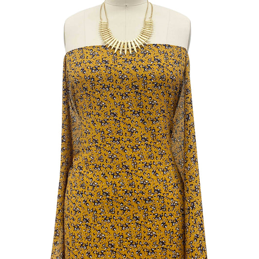 P-1339-504-MUSTARD-NAVY - PRINTED WOOL DOBBY 100% POLYESTER