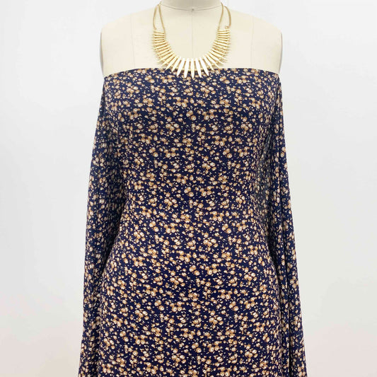 P-1339-504-NAVY-LATTE - PRINTED WOOL DOBBY 100% POLYESTER