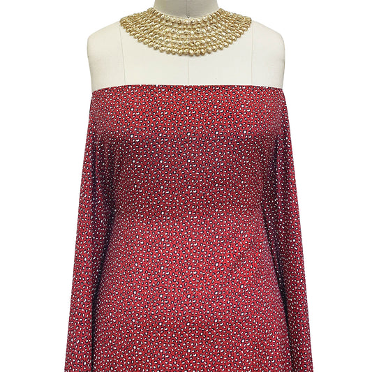 P-1342-754-RED-BLACK- PRINTED POLY MOROCCAN 100% POLY