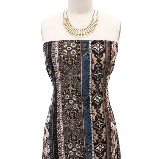 P-1346-754-OLIVE TEAL- PRINTED POLY MOROCCAN 100% POLY