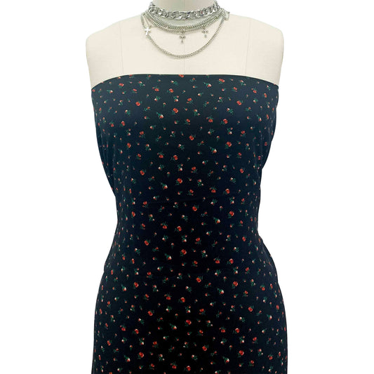 P-1407-504-BLACK-GARNET - PRINTED WOOL DOBBY 100% POLYESTER