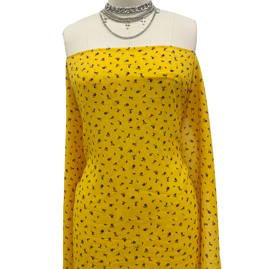 P-1407-504-GOLDEN-YELLOW-PURPLE - PRINTED WOOL DOBBY 100% POLYESTER